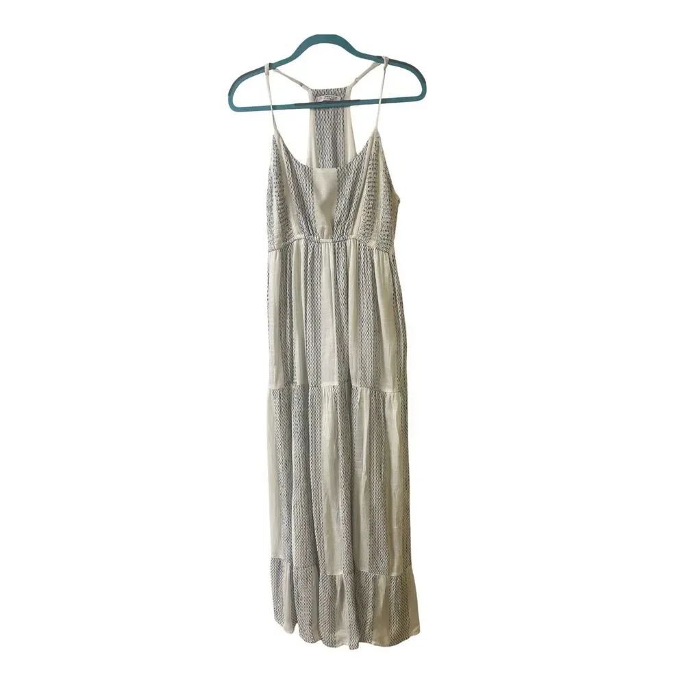 Liverpool Los Angeles tiered maxi dress vintage white & black boho sz Large